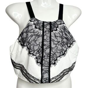 Lush Black and White Lace Crop Top M
